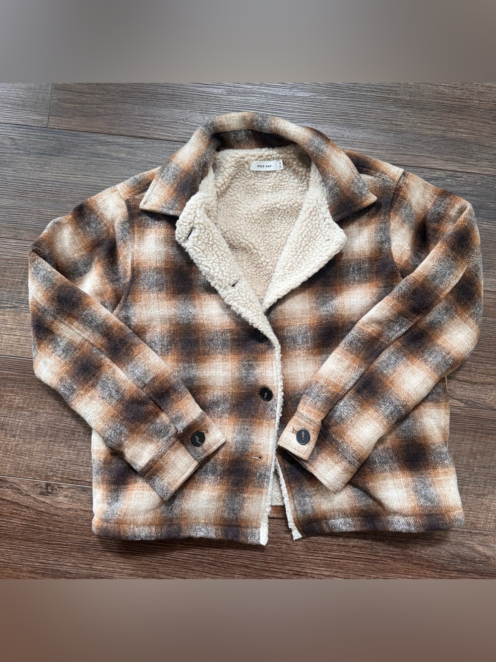 Mod Ref Brown Plaid Teddy-Lined Jacket